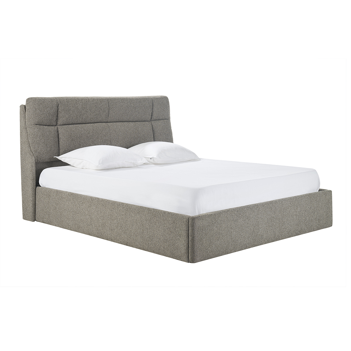 Letto contenitore matrimoniale 160x200 cm in tessuto testurizzato taupe HONO
