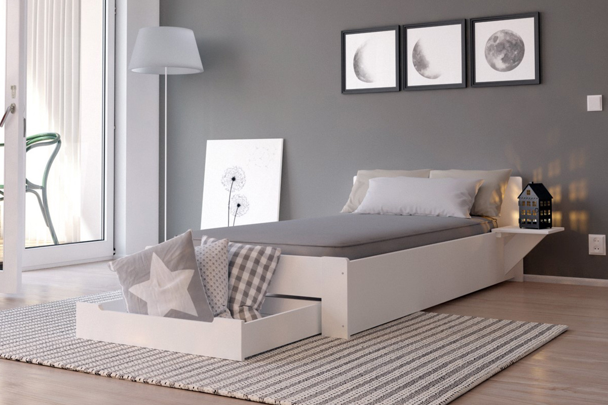 Letto design bianco 1 posto 90x190 LORIS