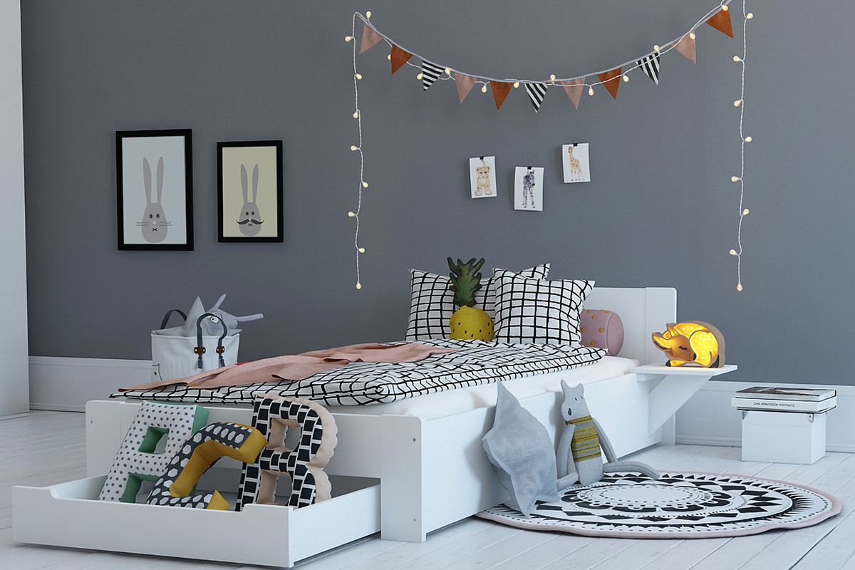 Letto design bianco 1 posto 90x190 LORIS