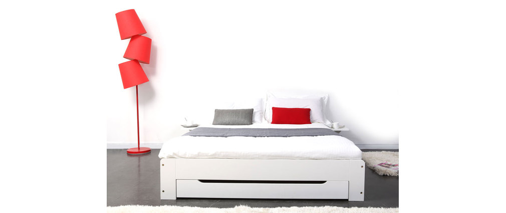 Letto design bianco 2 posti 140x190 loris miliboo