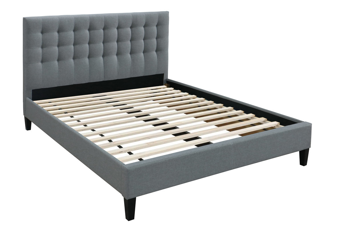 Letto design capitonn in tessuto Grigio chiaro 160x200 DANAE