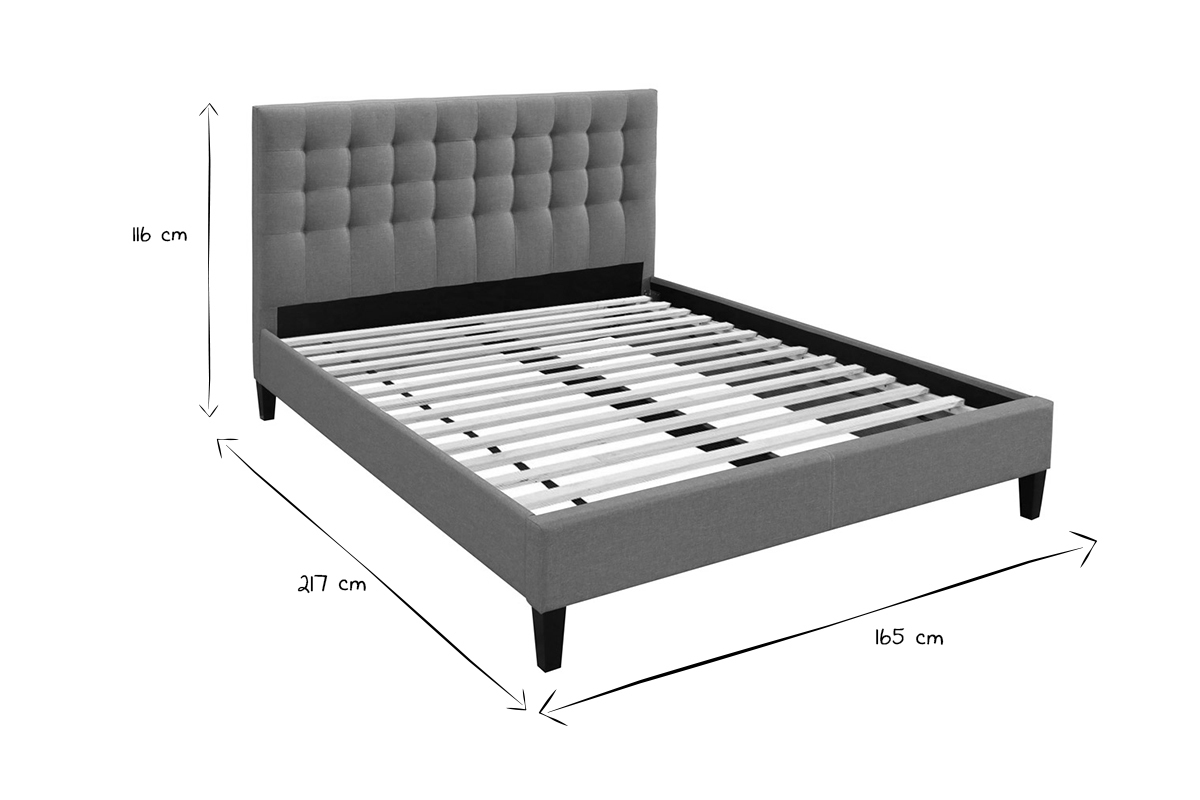 Letto design capitonn in tessuto Grigio chiaro 160x200 DANAE