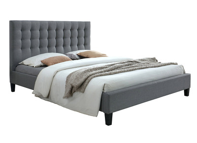 Letto design capitonné in tessuto Grigio chiaro 160x200 DANAE