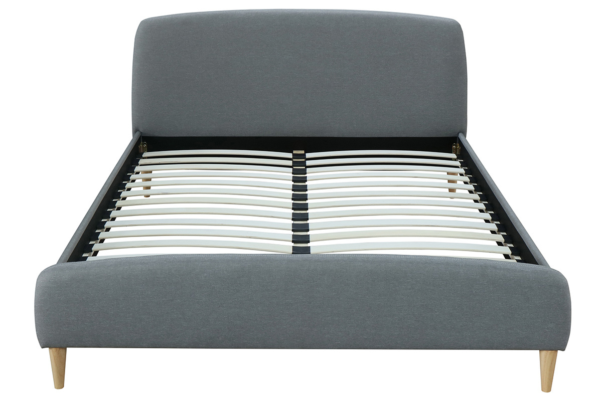 Letto design in tessuto Grigio legno 160 x 200 NIELS