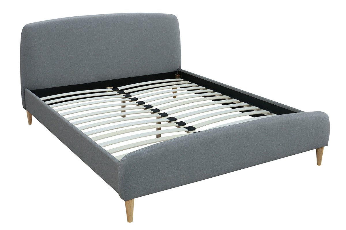 Letto design in tessuto Grigio legno 160 x 200 NIELS