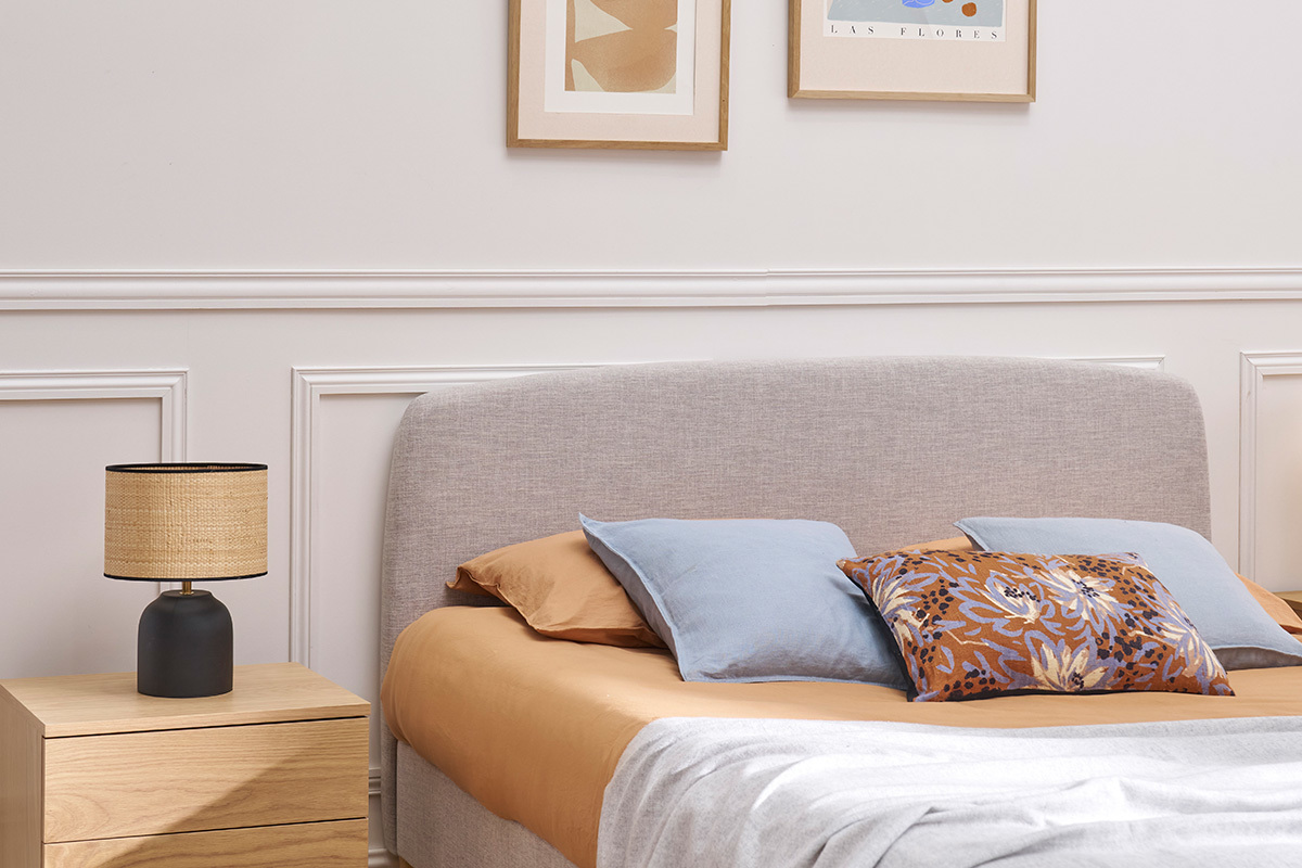 Letto design in tessuto Grigio legno 160 x 200 NIELS