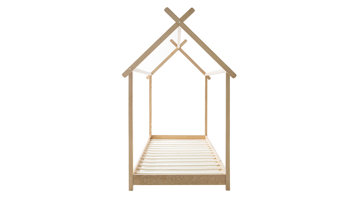 Letto e rete per bambino a capanna legno 90x200 cm KBANE