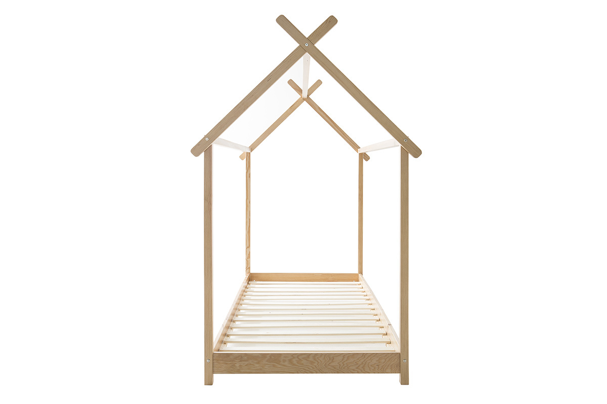 Letto e rete per bambino a capanna legno 90x200 cm KBANE