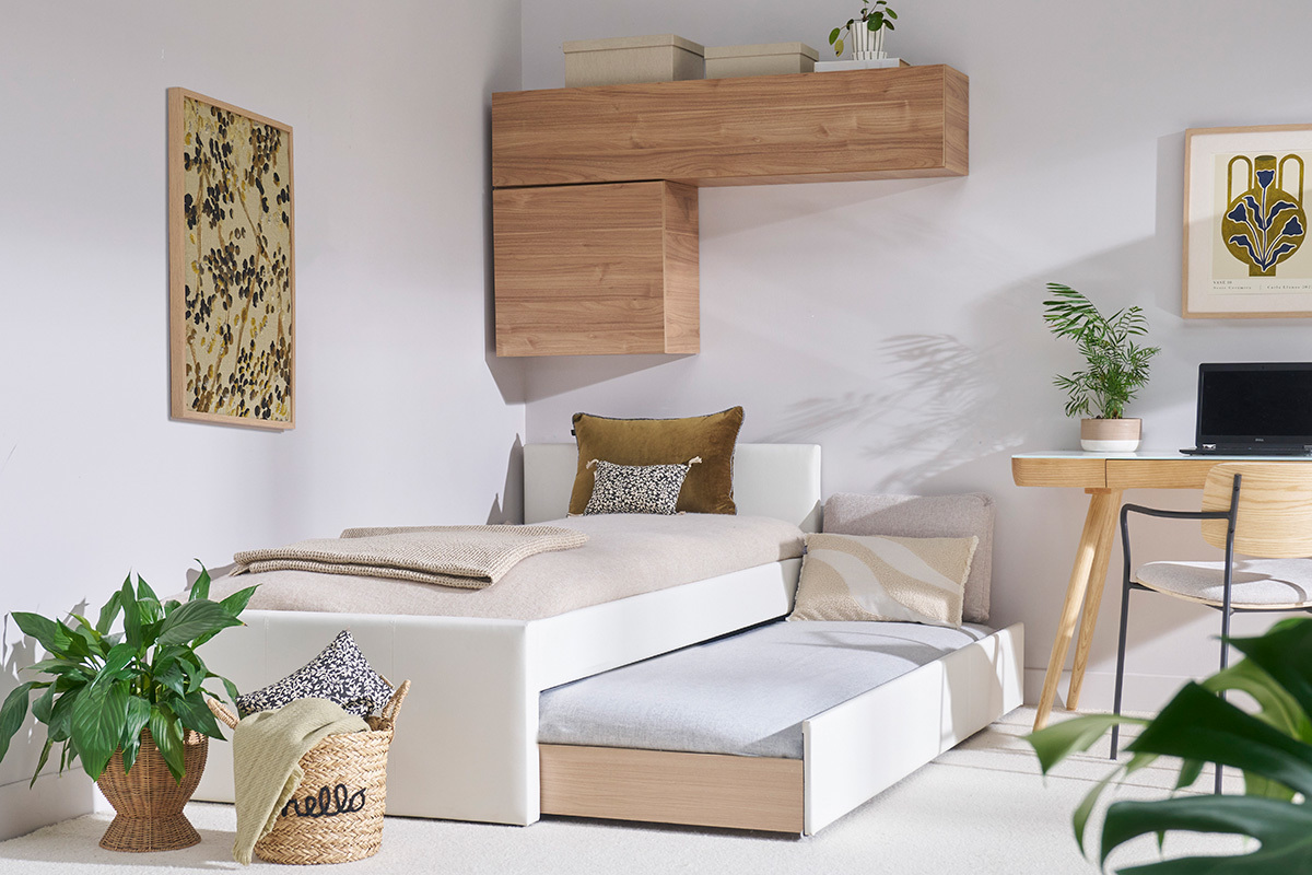 Letto estraibile 90 x 195 PU bianco MACCO