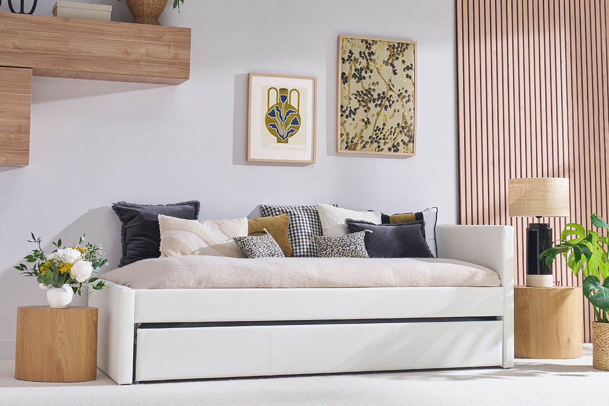 Letto estraibile 90 x 195 PU bianco MACCO