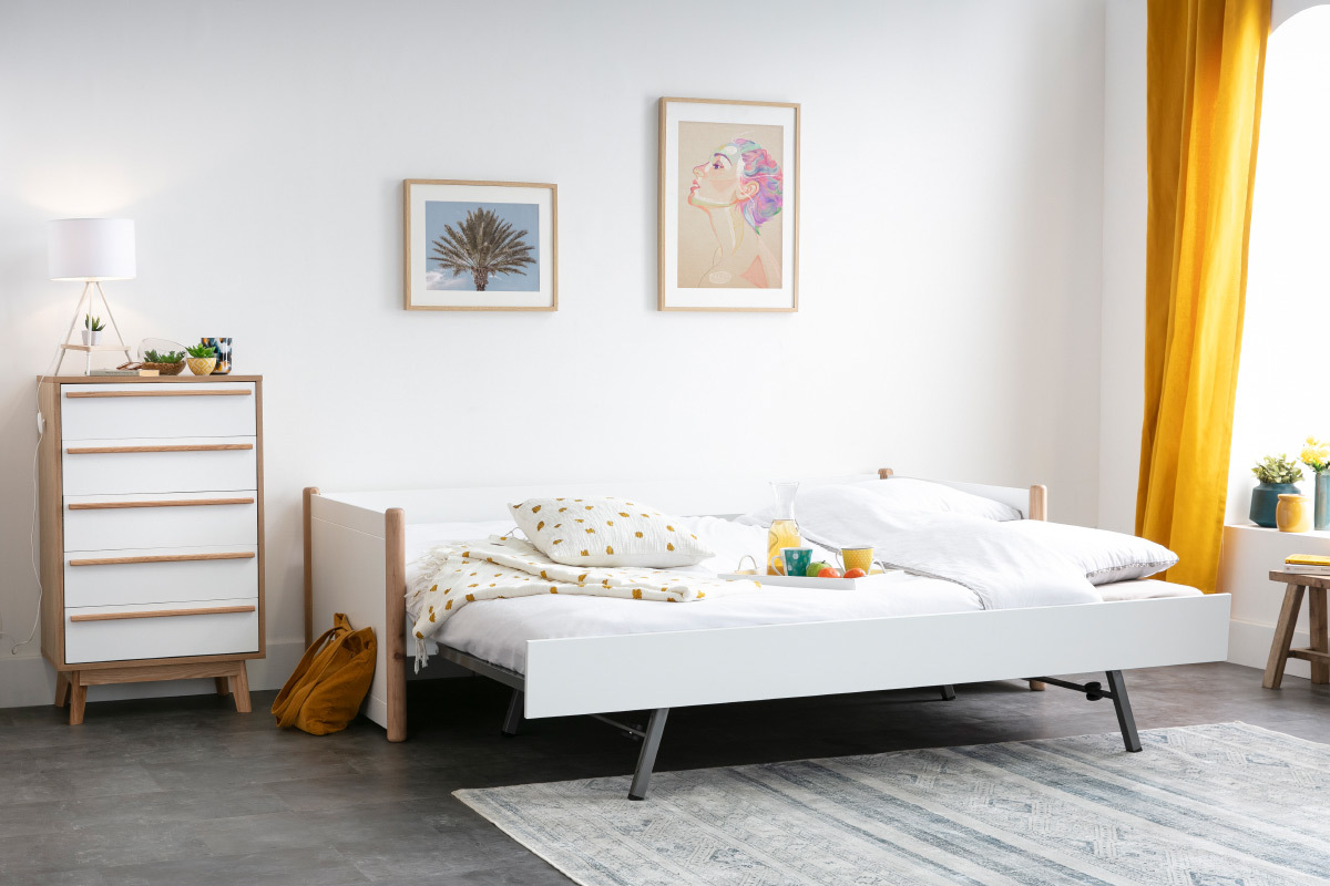 Letto estraibile bianco e legno 90 cm SIAMOI