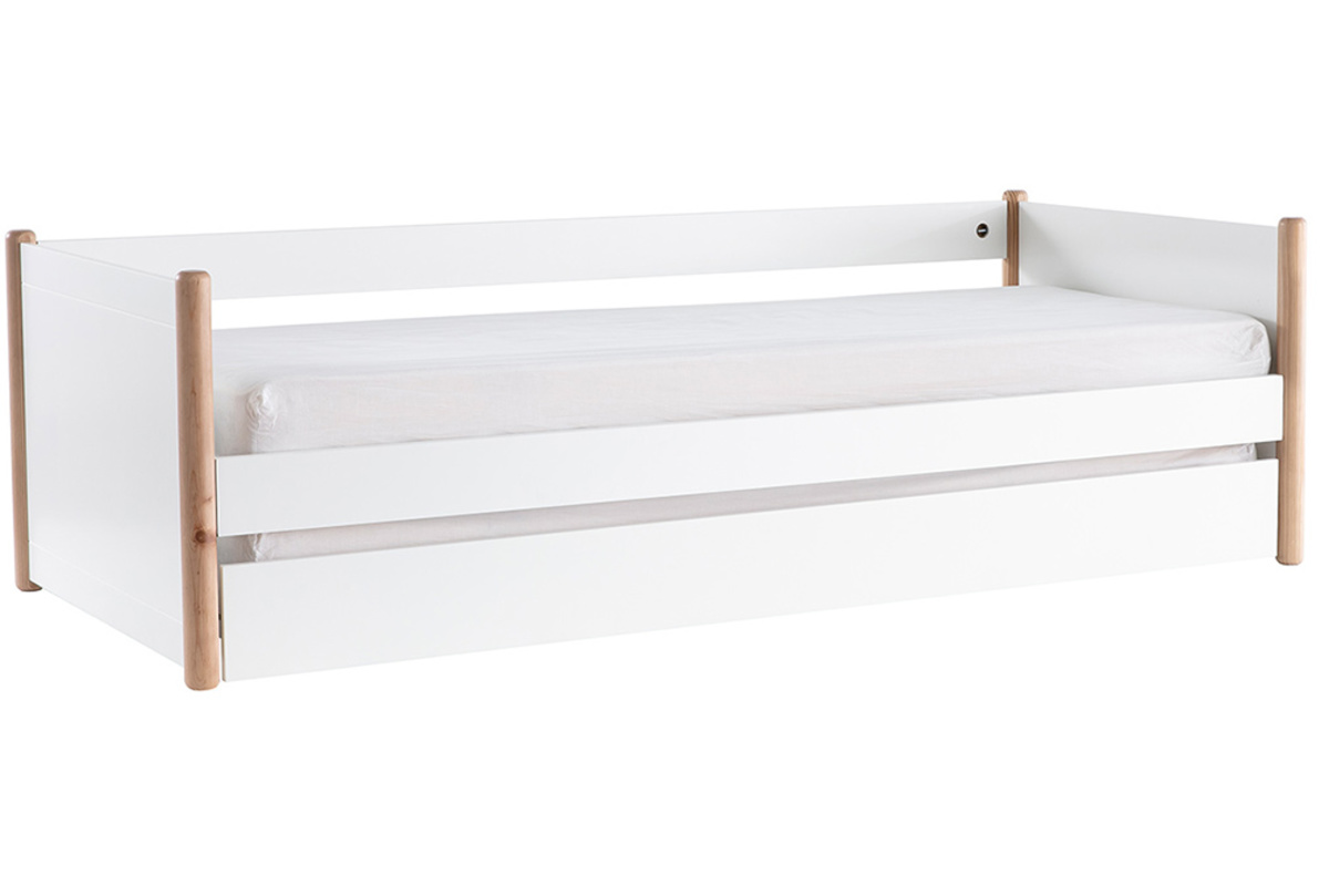 Letto estraibile bianco e legno 90 cm SIAMOI