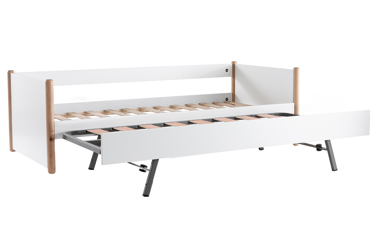 Letto estraibile bianco e legno 90 cm SIAMOI