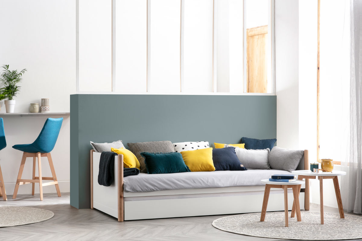 Letto estraibile bianco e legno 90 cm SIAMOI