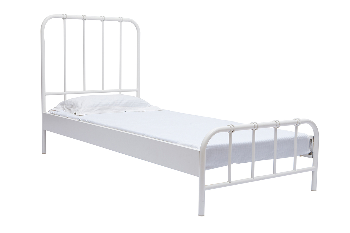 Letto in metallo bianco 90 x 190 AUGUSTE