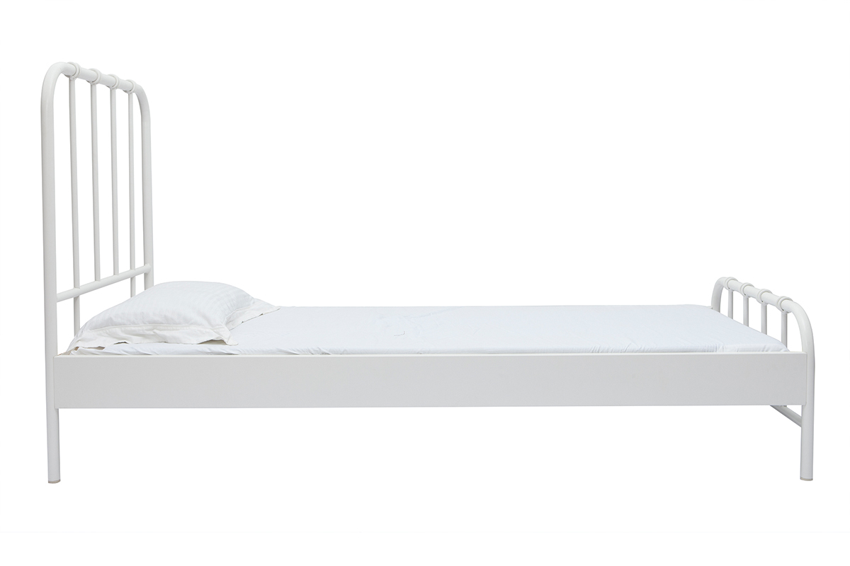 Letto in metallo bianco 90 x 190 AUGUSTE