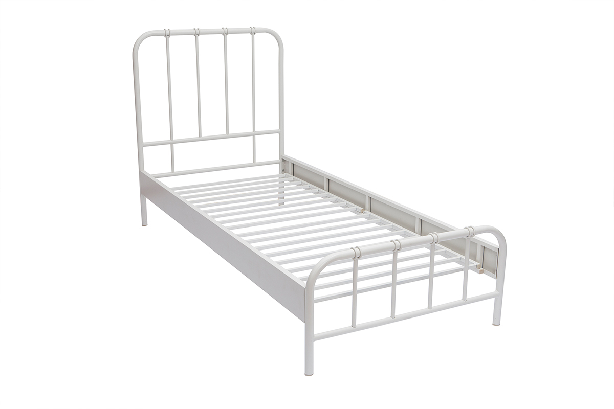 Letto in metallo bianco 90 x 190 AUGUSTE