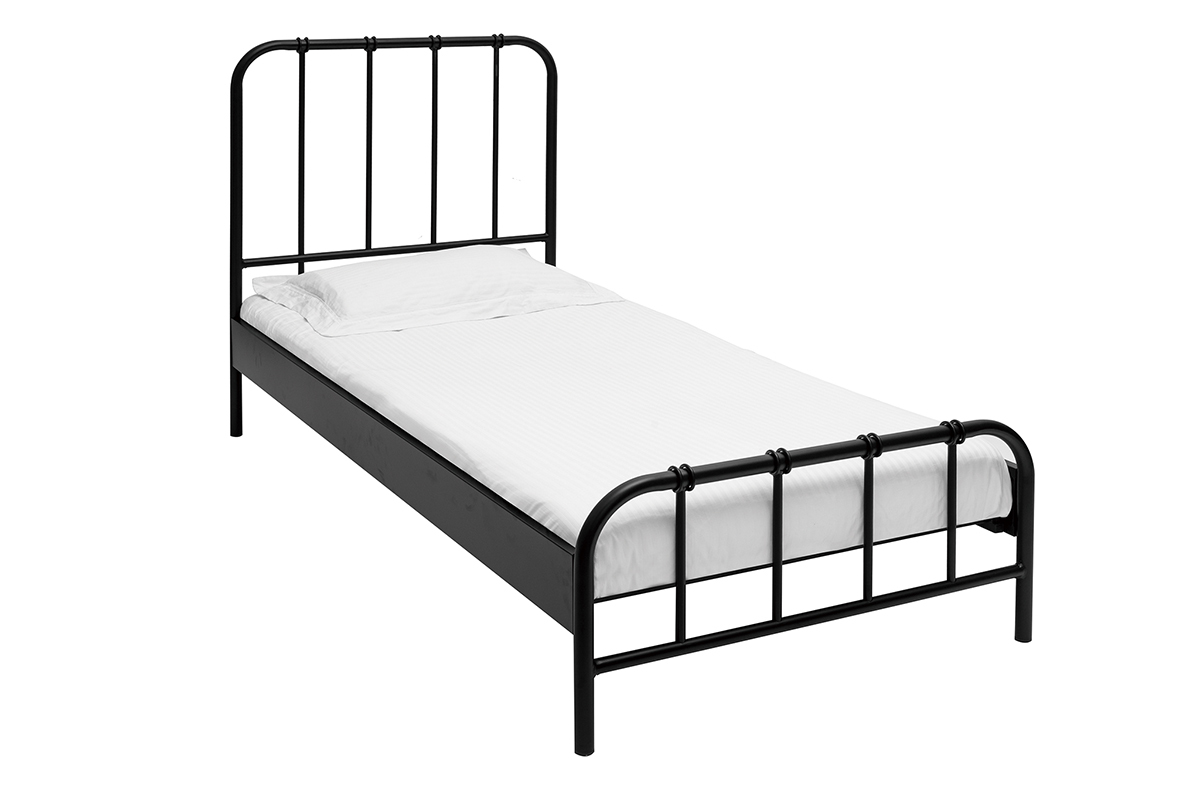 Letto in metallo nero 90 x 190 cm AUGUSTE
