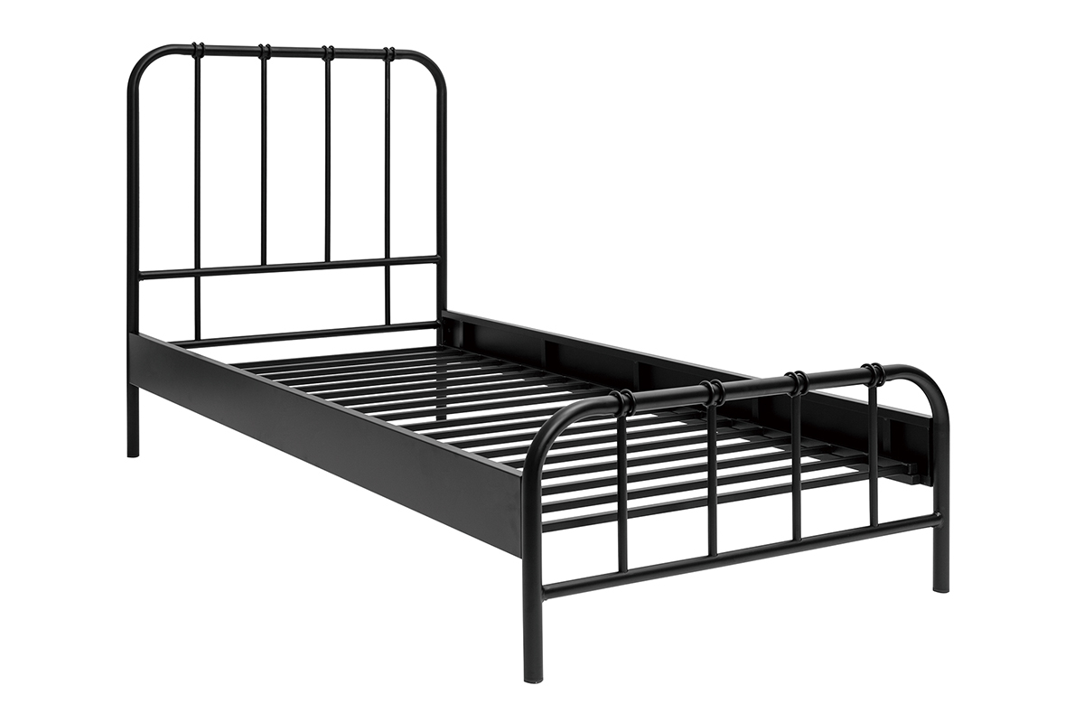 Letto in metallo nero 90 x 190 cm AUGUSTE