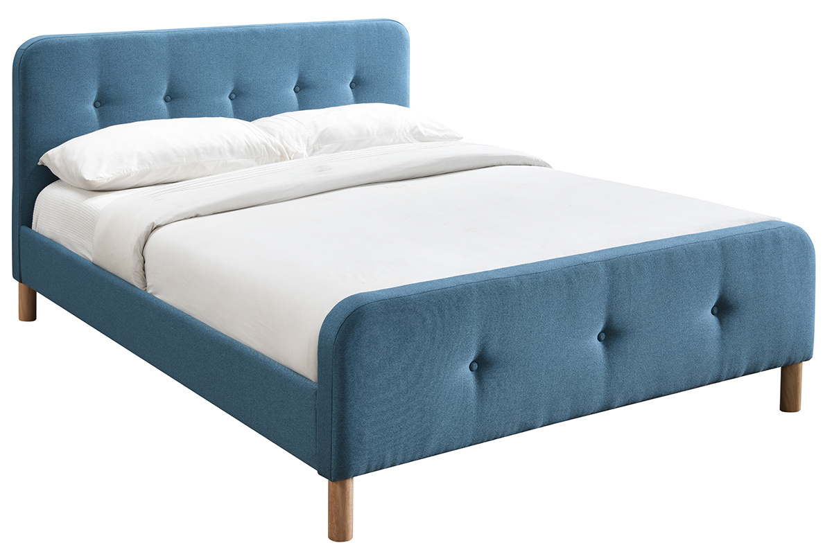 Letto in tessuto capitonn foglia di t 160x200cm ORLANE
