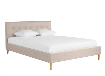 Letto matrimoniale 160x200 cm con testata letto in tessuto beige LEONCE