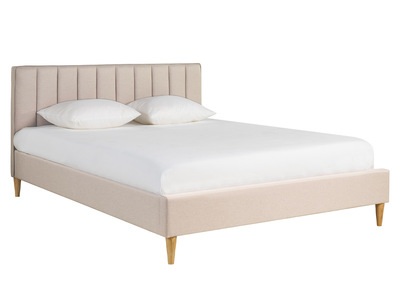 Letto matrimoniale 160x200 cm in tessuto beige DIANE