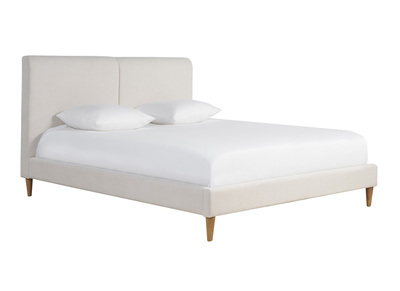 Letto matrimoniale 160x200 cm in tessuto beige e legno chiaro SALOME
