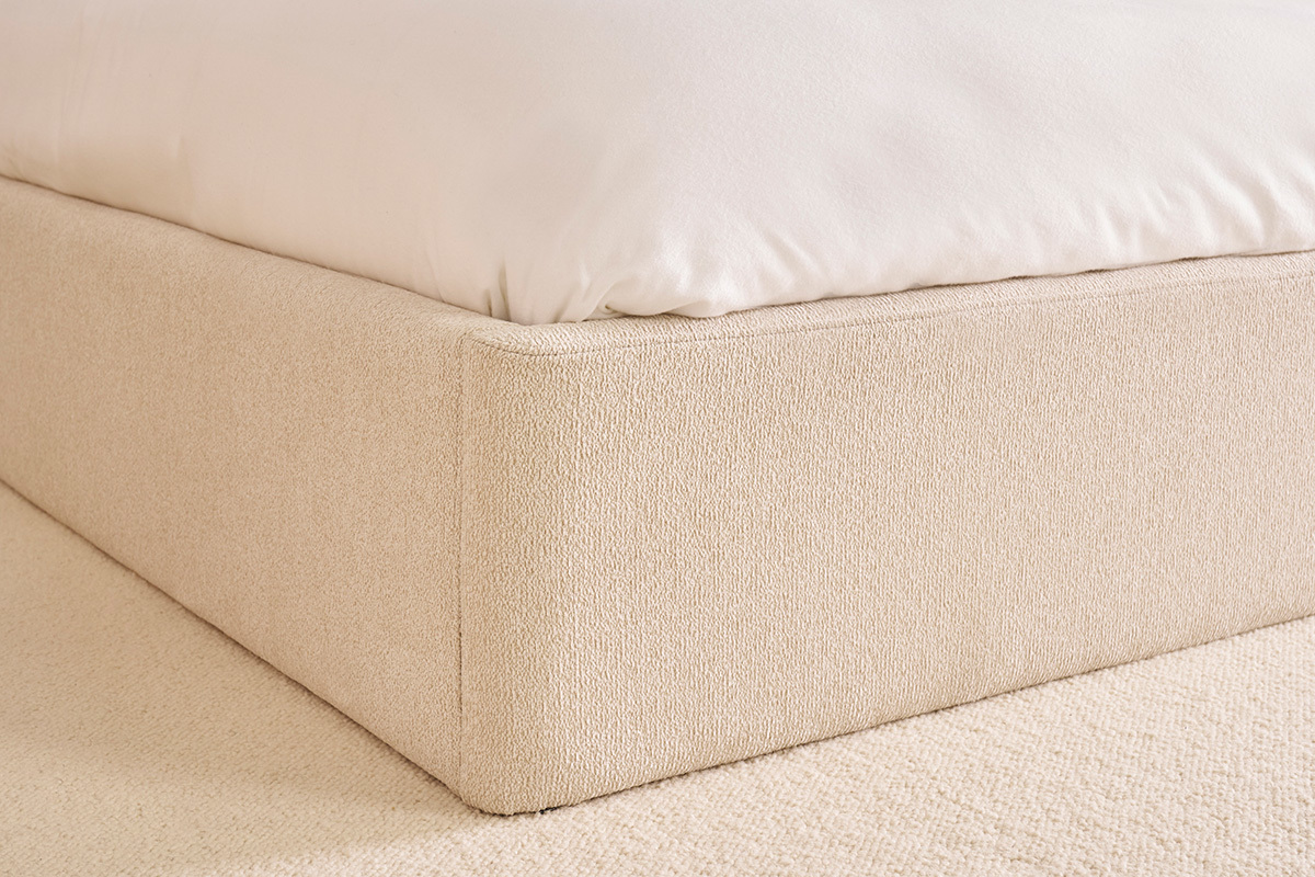 Letto matrimoniale 160x200 cm in tessuto beige texture HONO