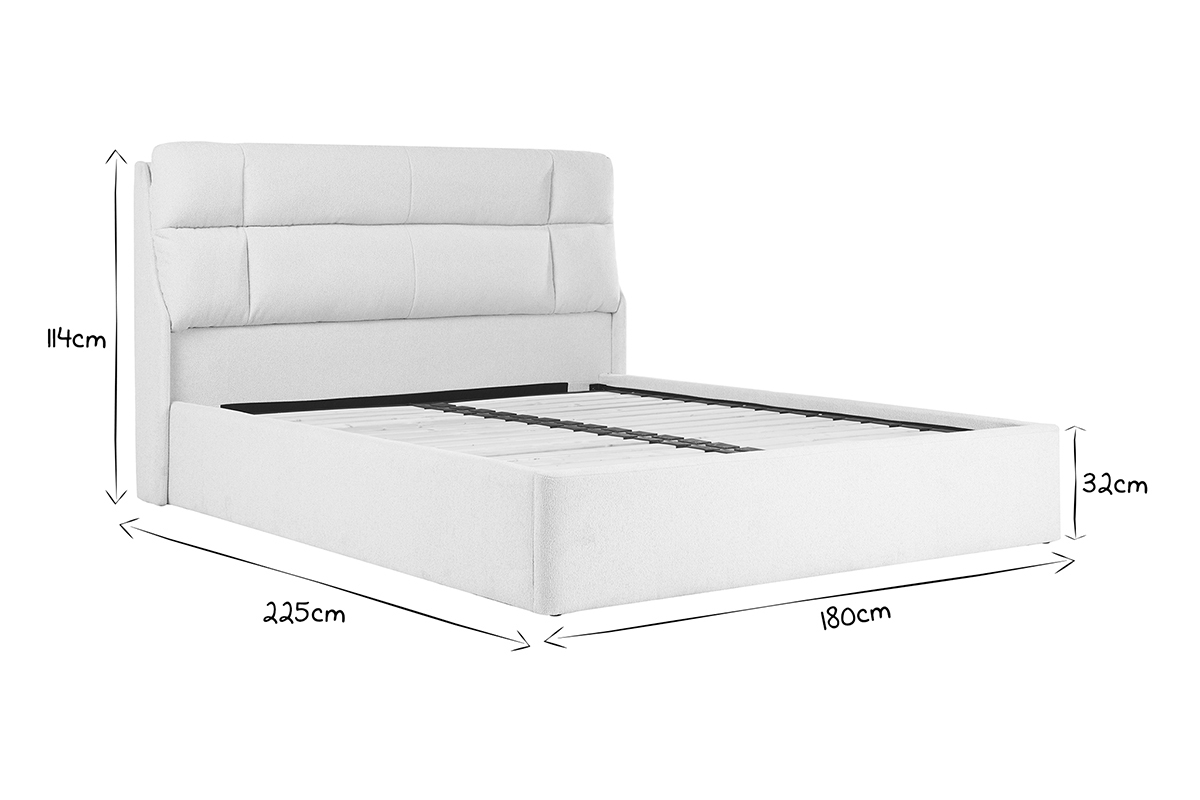 Letto matrimoniale 160x200 cm in tessuto beige texture HONO