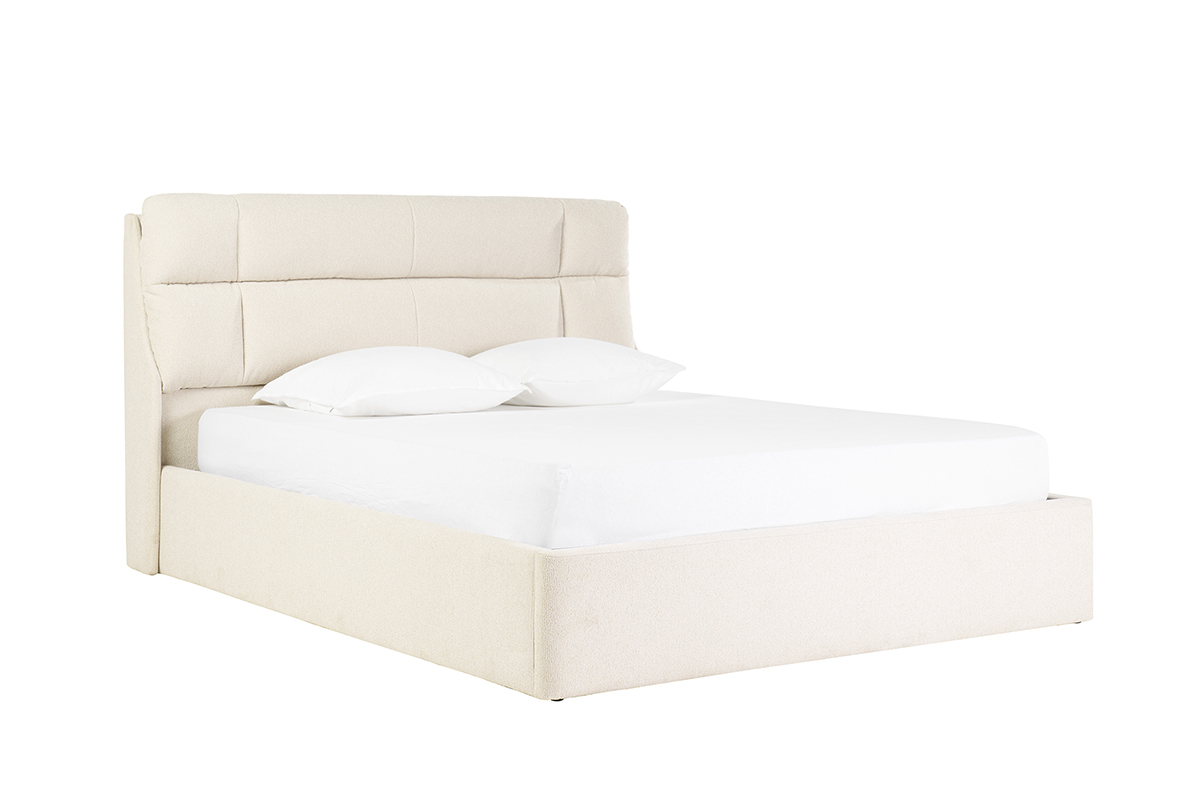 Letto matrimoniale 160x200 cm in tessuto beige texture HONO