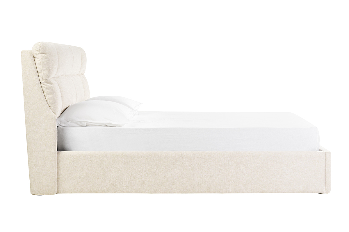 Letto matrimoniale 160x200 cm in tessuto beige texture HONO