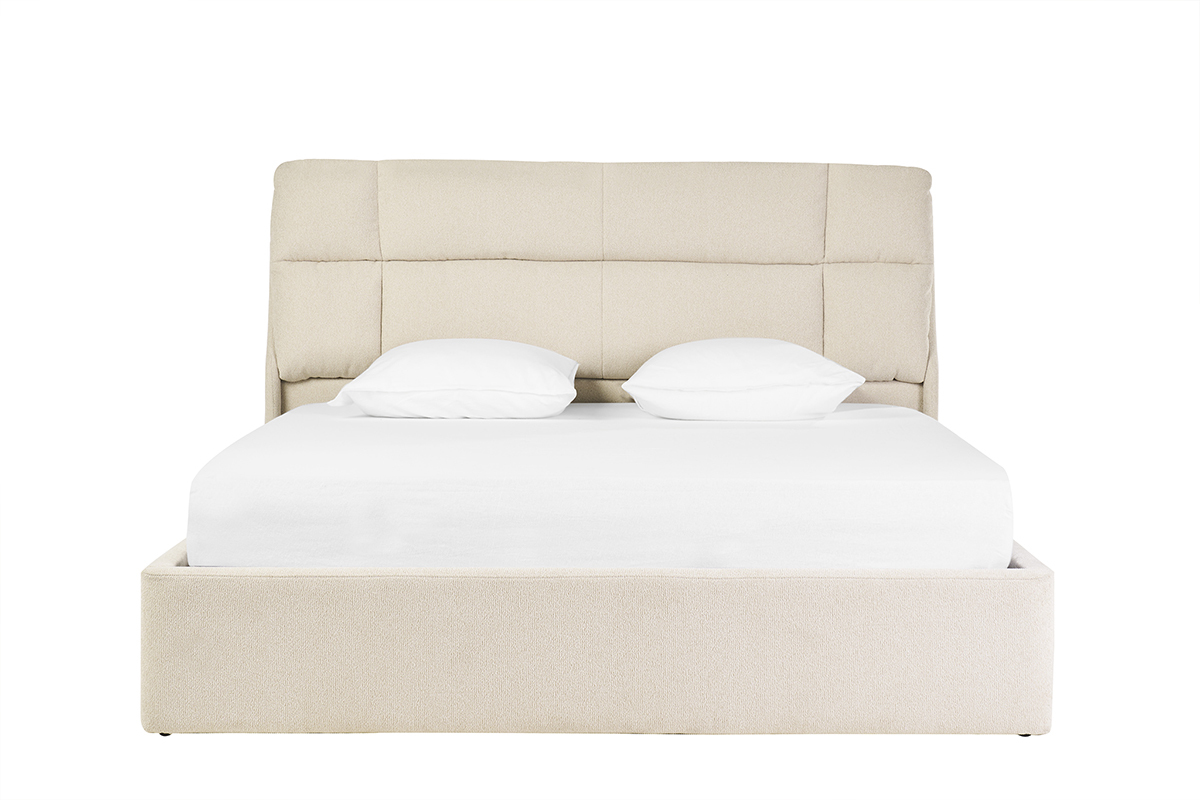 Letto matrimoniale 160x200 cm in tessuto beige texture HONO
