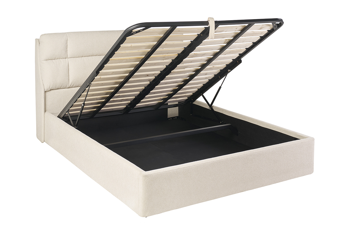 Letto matrimoniale 160x200 cm in tessuto beige texture HONO