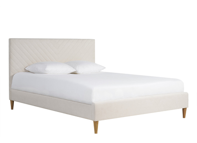 Letto matrimoniale 160x200 in tessuto beige SIDONIE