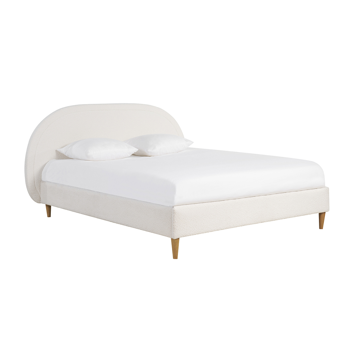 Letto matrimoniale 160x200 in tessuto effetto lana bouclé CHARLINE