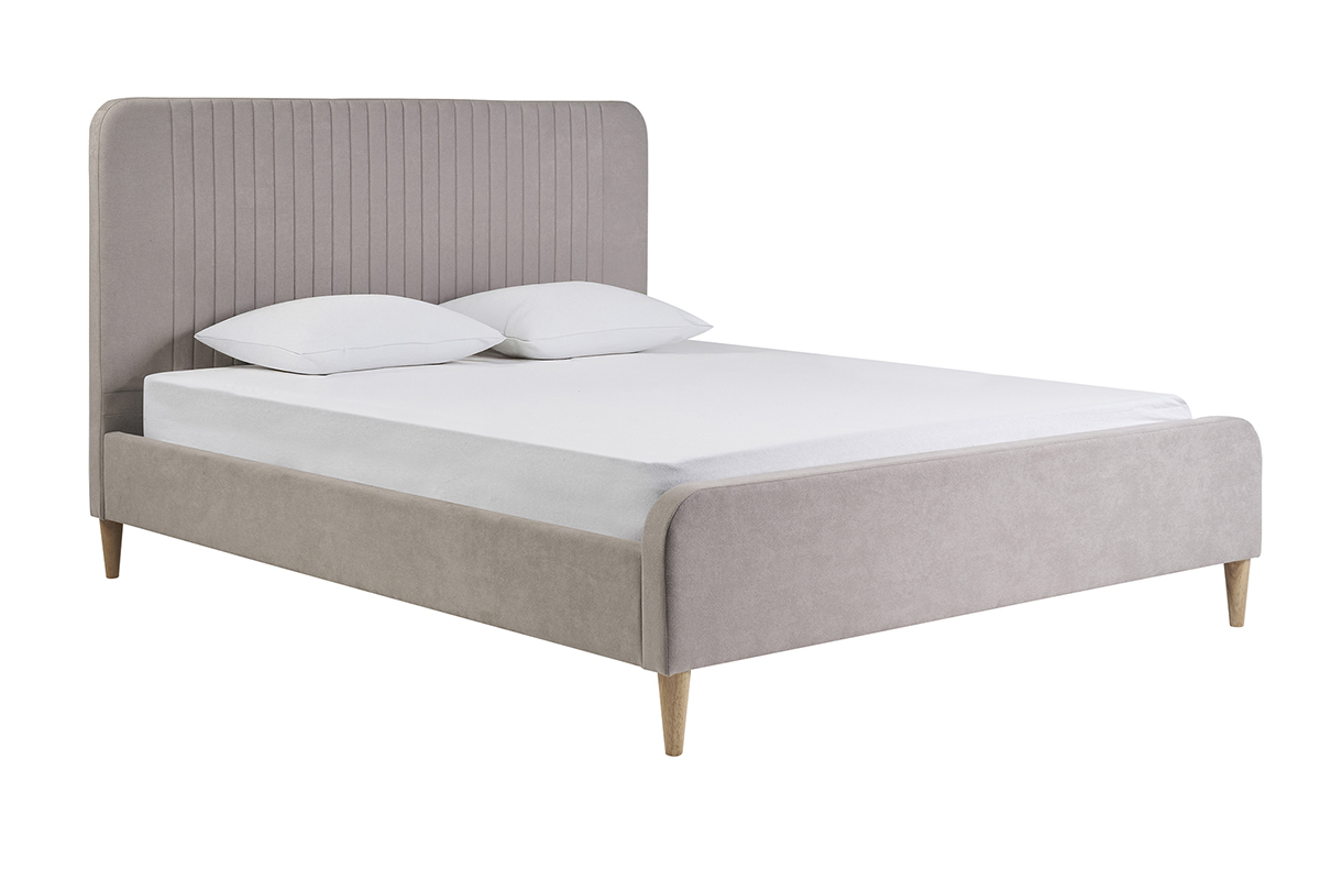 Letto matrimoniale 160x200 in tessuto tortora LINDSAY