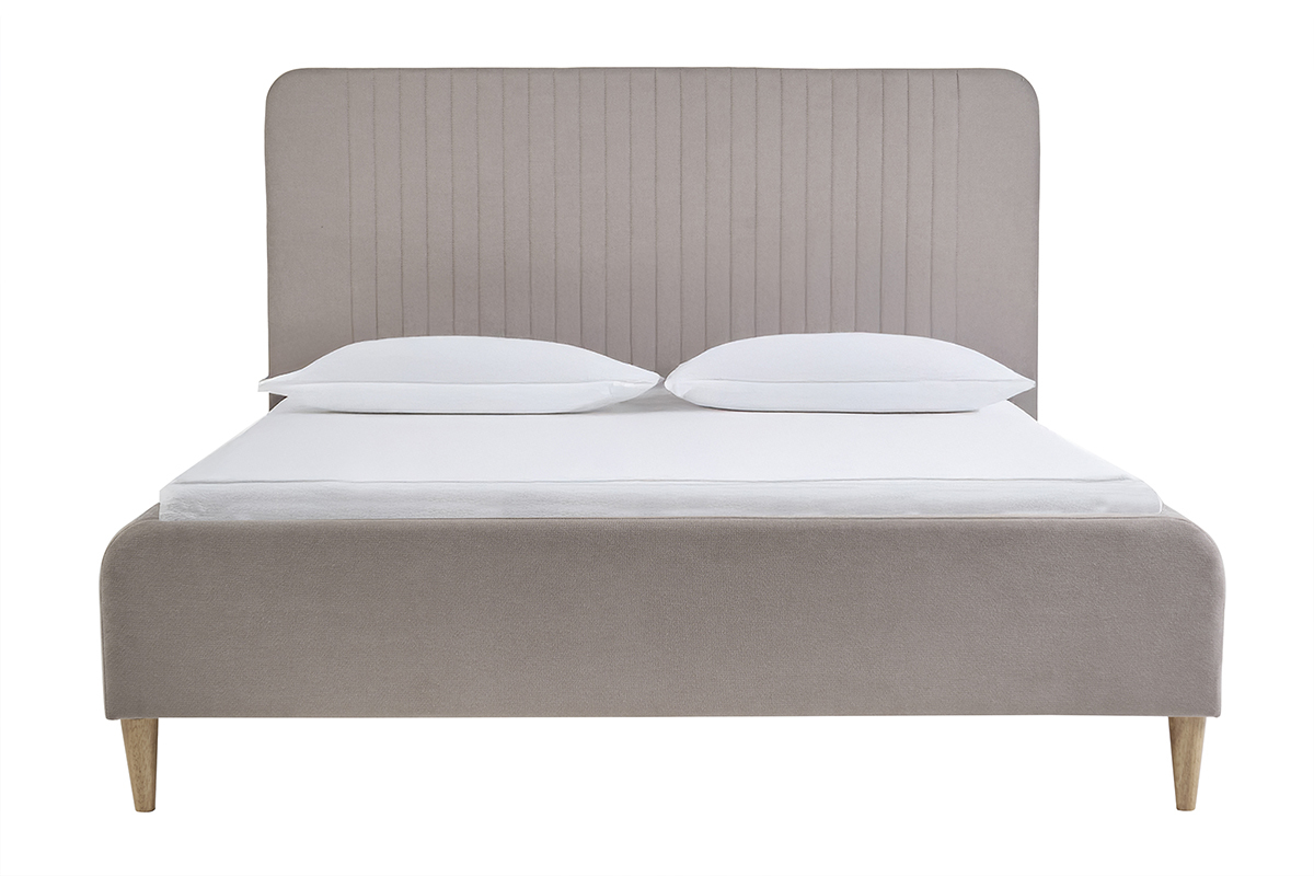Letto matrimoniale 160x200 in tessuto tortora LINDSAY