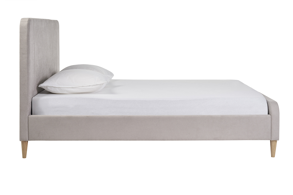 Letto matrimoniale 160x200 in tessuto tortora LINDSAY