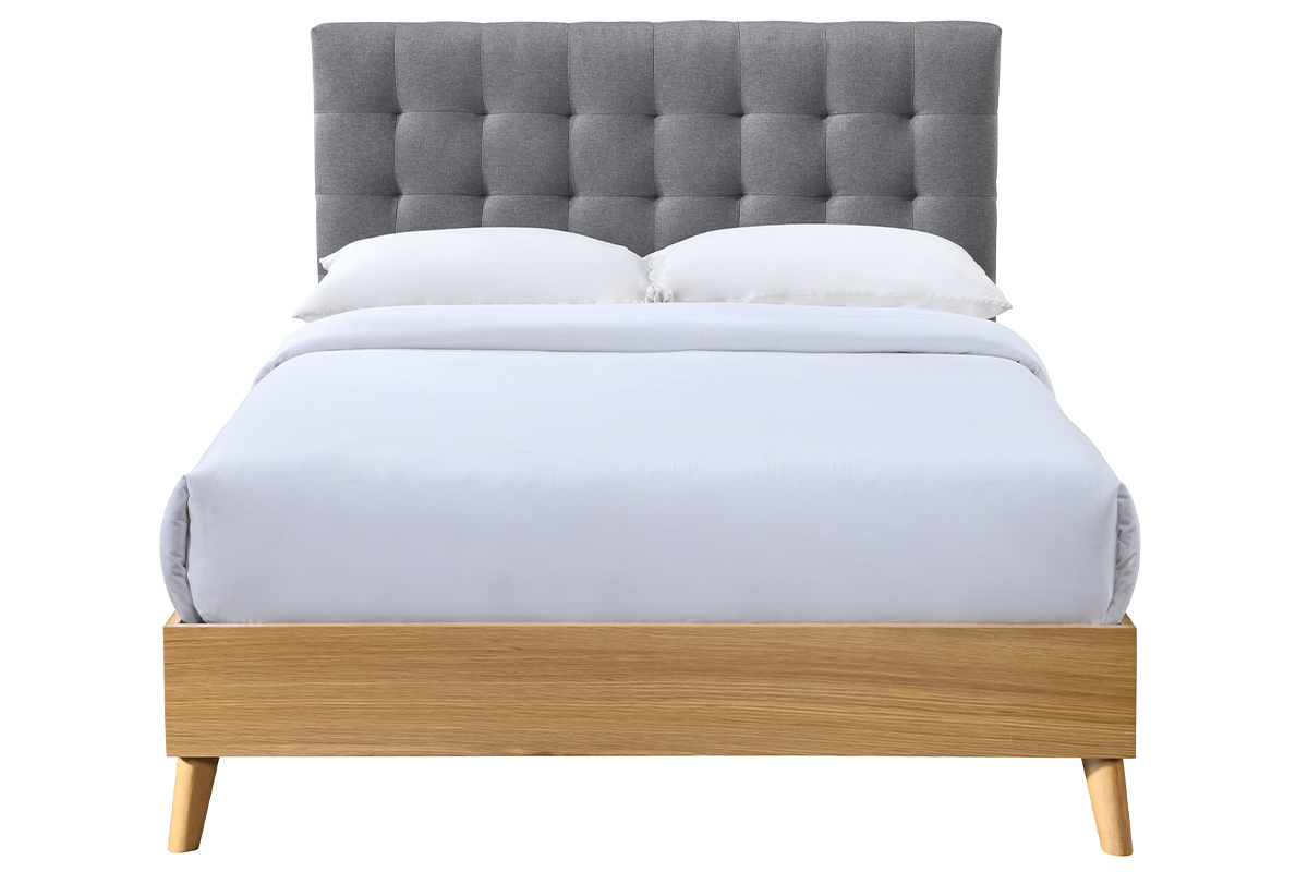 Letto Matrimoniale | Letto Per Adulti | Letto A Molle Altro Grigio Chiaro 140 X 190 Cm Tessuto 96895432