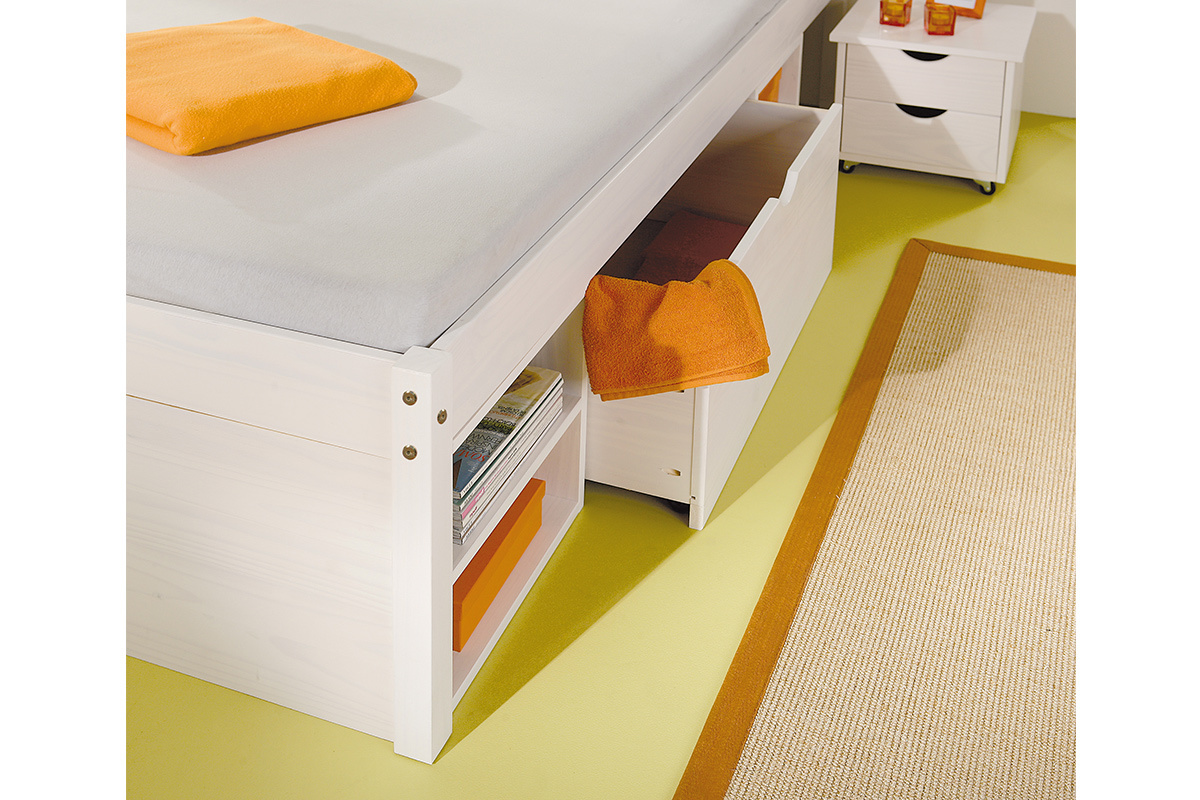 Letto multi-contenitore 140x190 bianco TIEGO