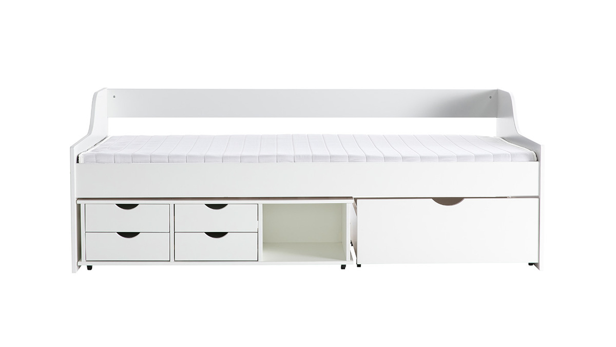 Letto per bambini a cassetti 90x190 in pino bianco CLEO