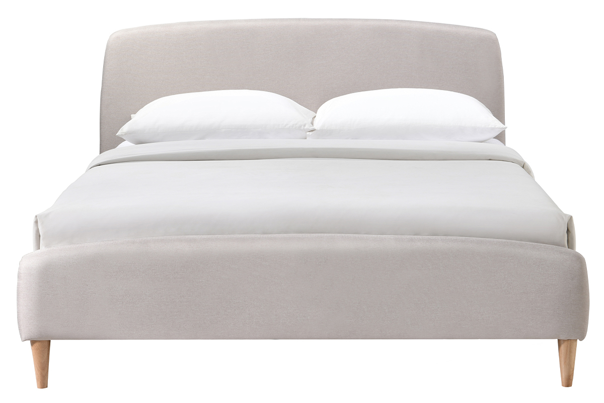 Letto scandinavo 140 x 200cm tessuto beige NIELS