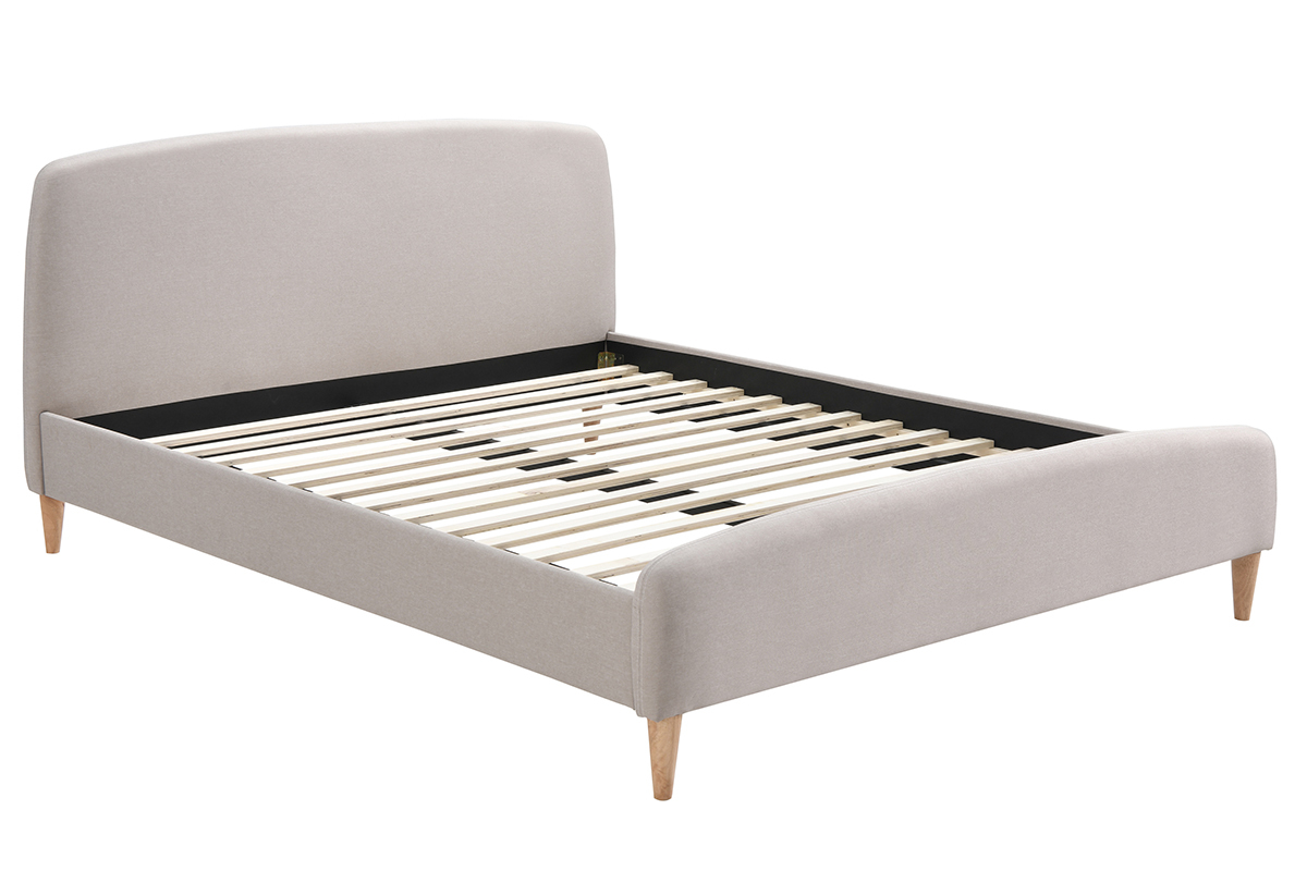 Letto scandinavo 140 x 200cm tessuto beige NIELS