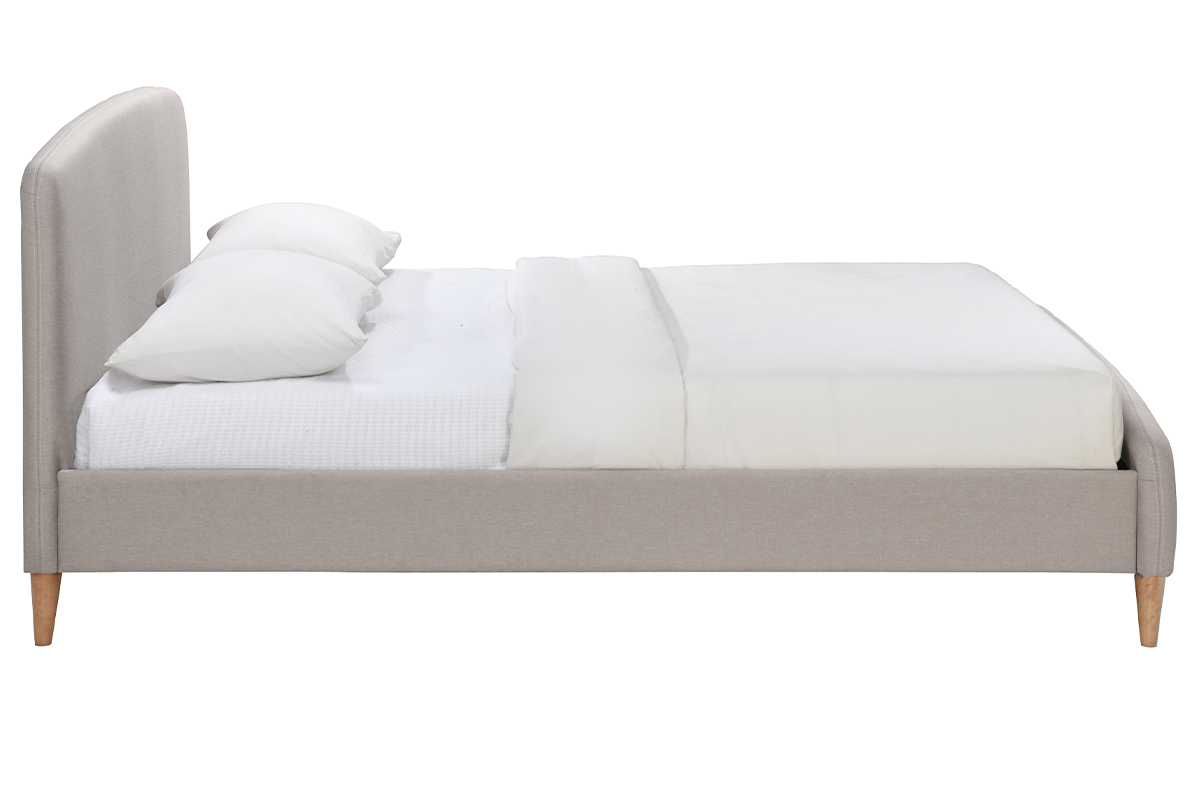 Letto scandinavo 140 x 200cm tessuto beige NIELS