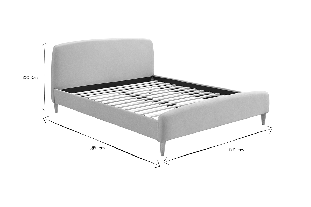 Letto scandinavo 140 x 200cm tessuto beige NIELS