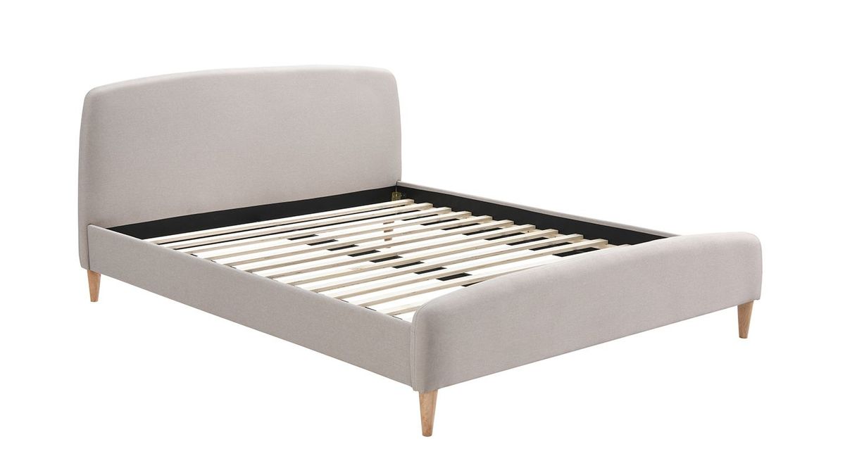 Letto scandinavo 160 x 200cm tessuto beige NIELS