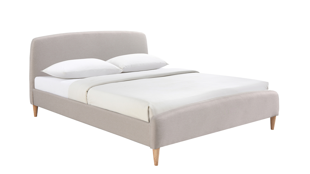 Letto scandinavo 160 x 200cm tessuto beige NIELS