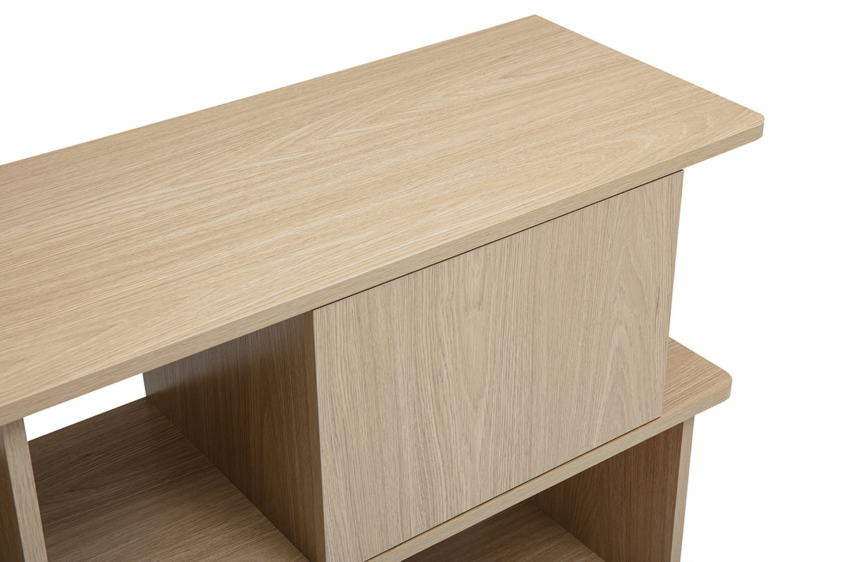 Libreria bassa con vani contenitori finitura legno chiaro rovere L140 cm JANICE