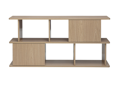 Libreria bassa con vani contenitori finitura legno chiaro rovere L140 cm JANICE