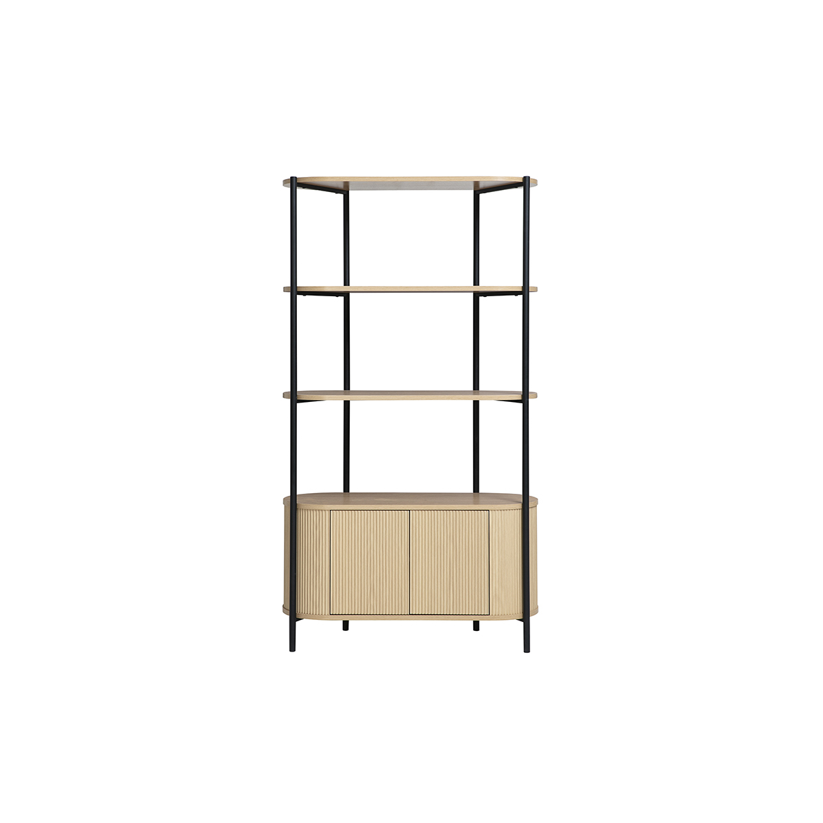 Libreria con contenitori finitura in legno chiaro rovere e metallo L100 cm ZORA
